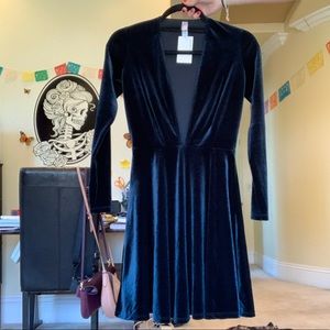 American Apparel Velvet Deep V Skater Dress